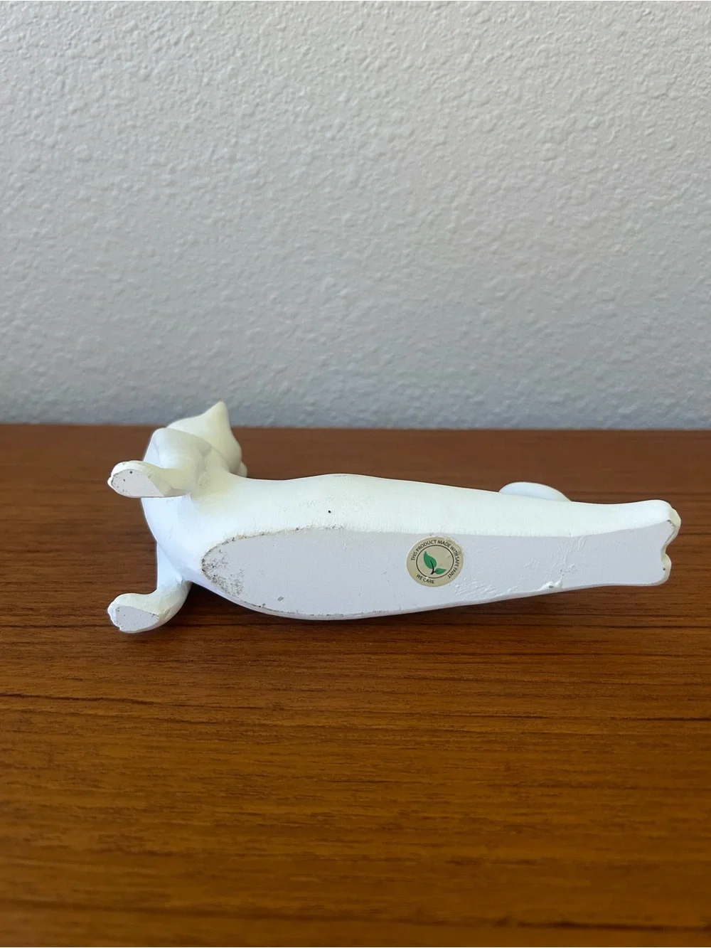 Upward-Facing Dog Zen Yoga Kitty White Ceramic Figurine with Gold Ears